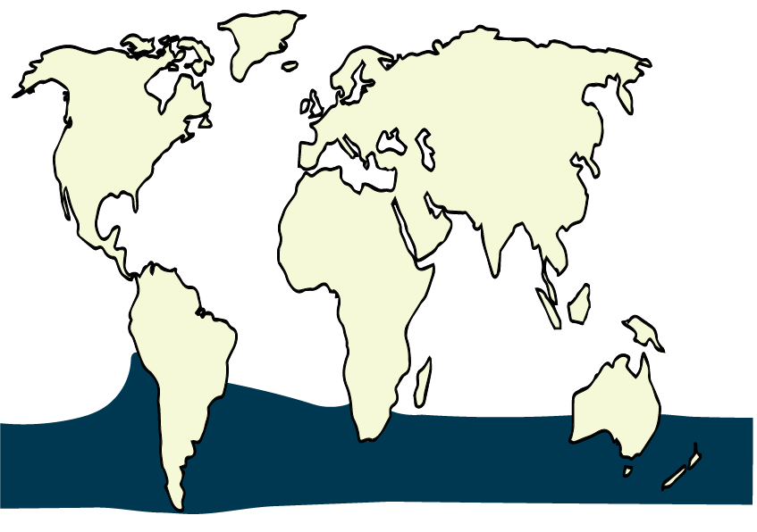 Mapa del habitat del delfin liso austral